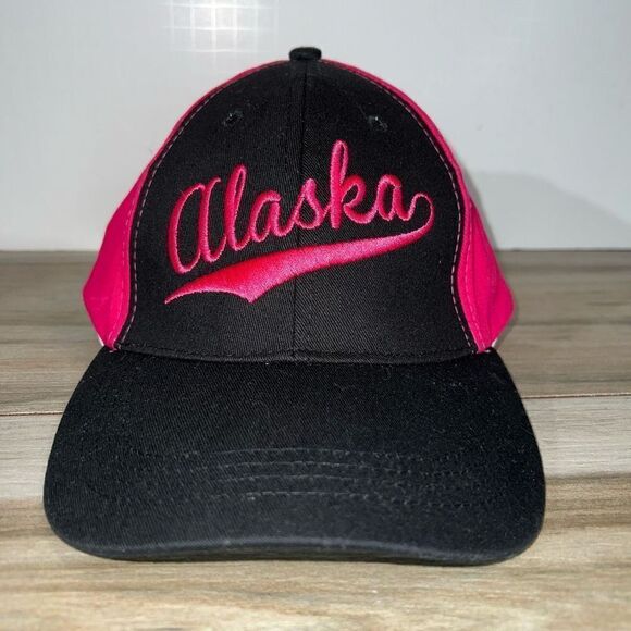 Alaska Embroidered Adjustable Baseball Hat Cap Pink and Black Impact Merchandise - Picture 1 of 7